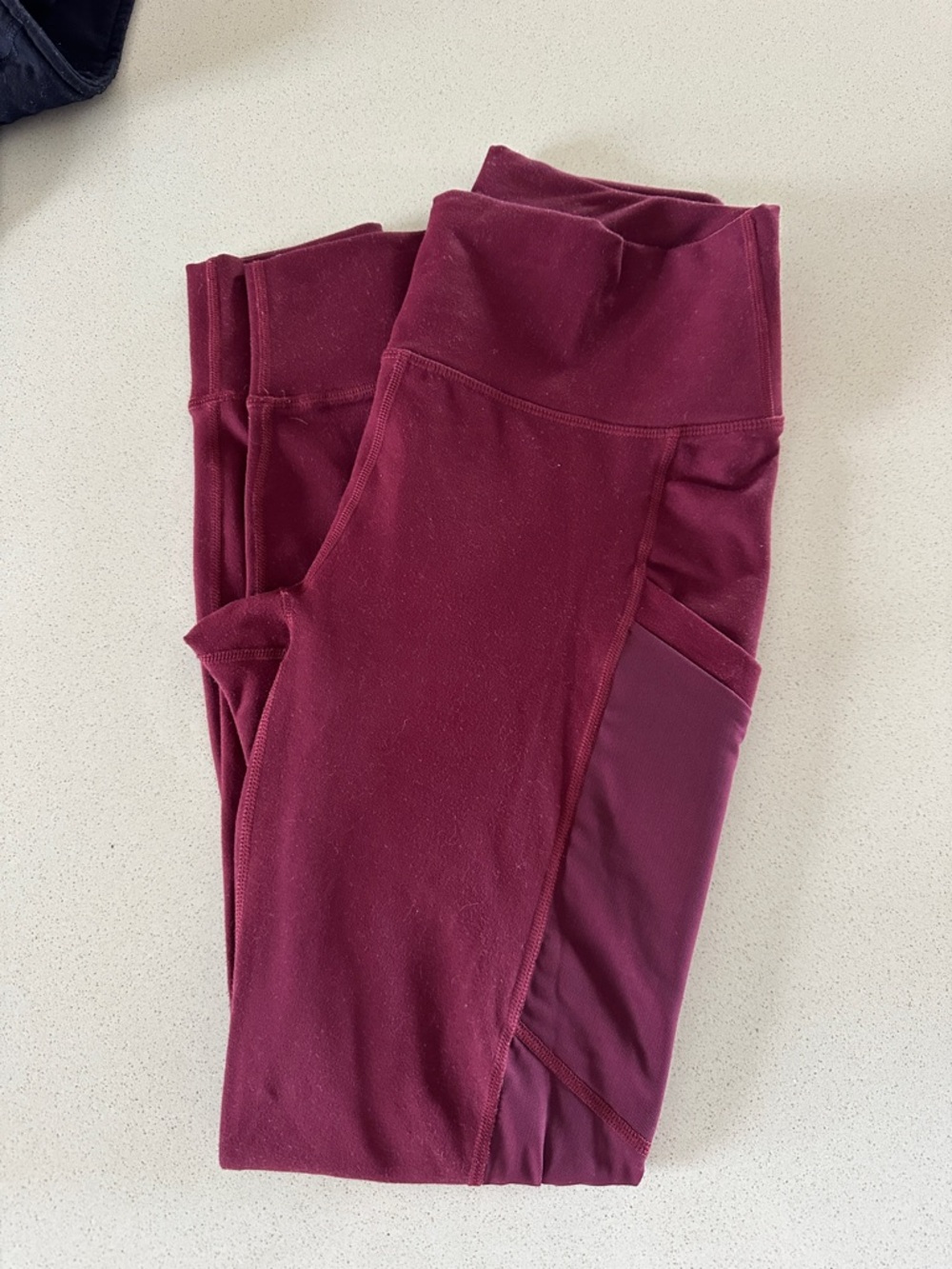 Fabletics Maroon High-Waist Leggings with Side Pocket